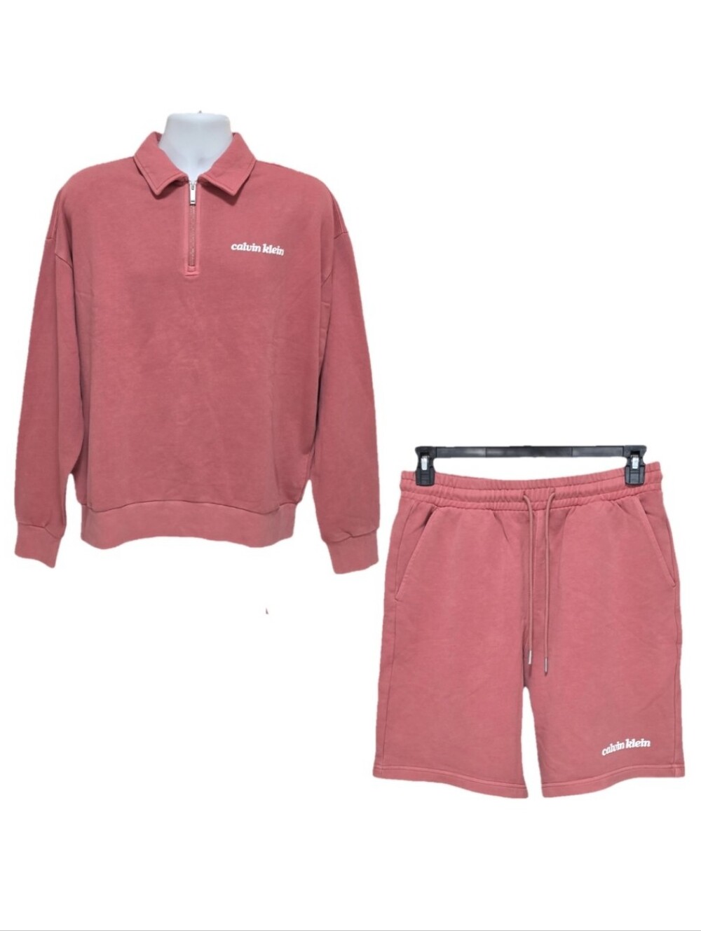 Calvin Klein Men's French Terry 1/4 Zip Sweatshirt & Sweatshorts Matching Set M
